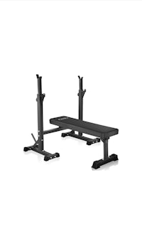 a black weight bench on a white background