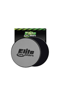a pair of black and grey discs with the word elite on them