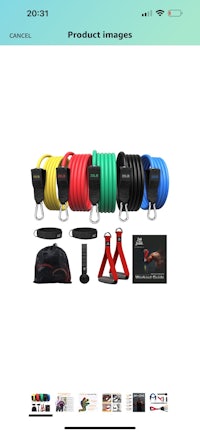 a screen shot of a fitness app with a variety of products