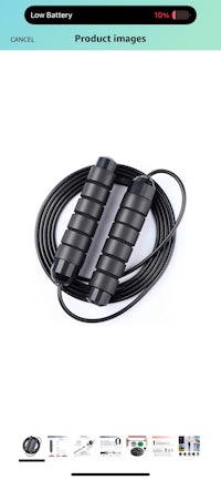 a picture of a jump rope with a black cord attached to it