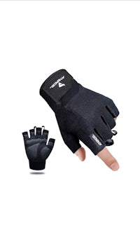 a pair of black gloves with an open palm
